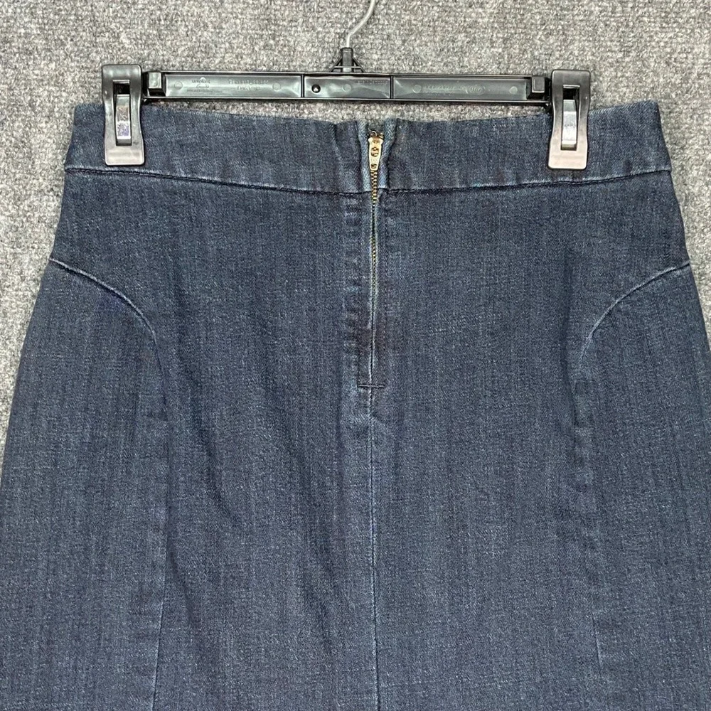 J. Crew‎ Women's Stretch Denim Pencil Skirt Size 2 Dark Wash Chic Back Slit
